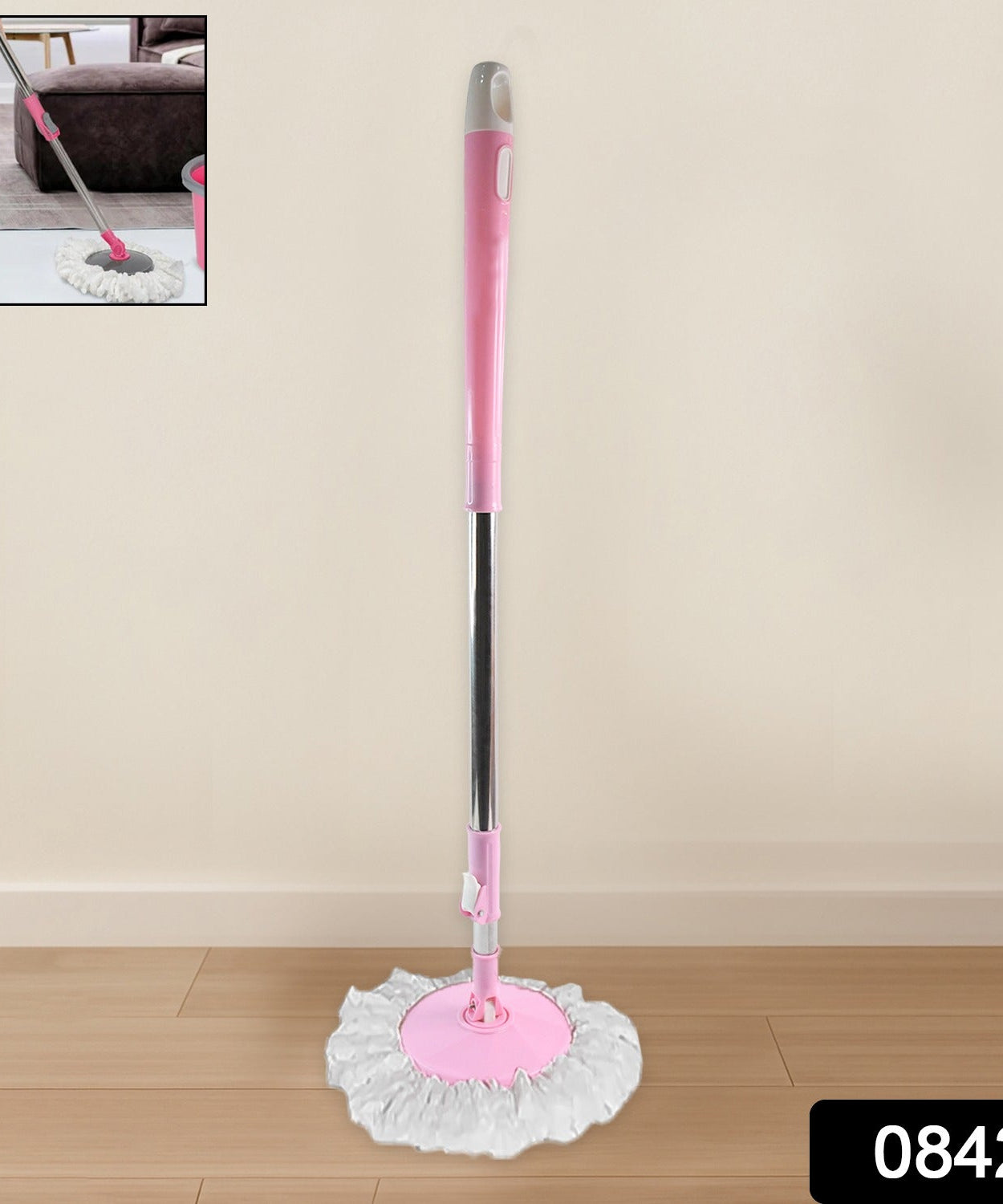Home Cleaning Stainless Steel 360° Rotating Pole - Microfiber Mop with Adjustable Rod Stick Mix Color)