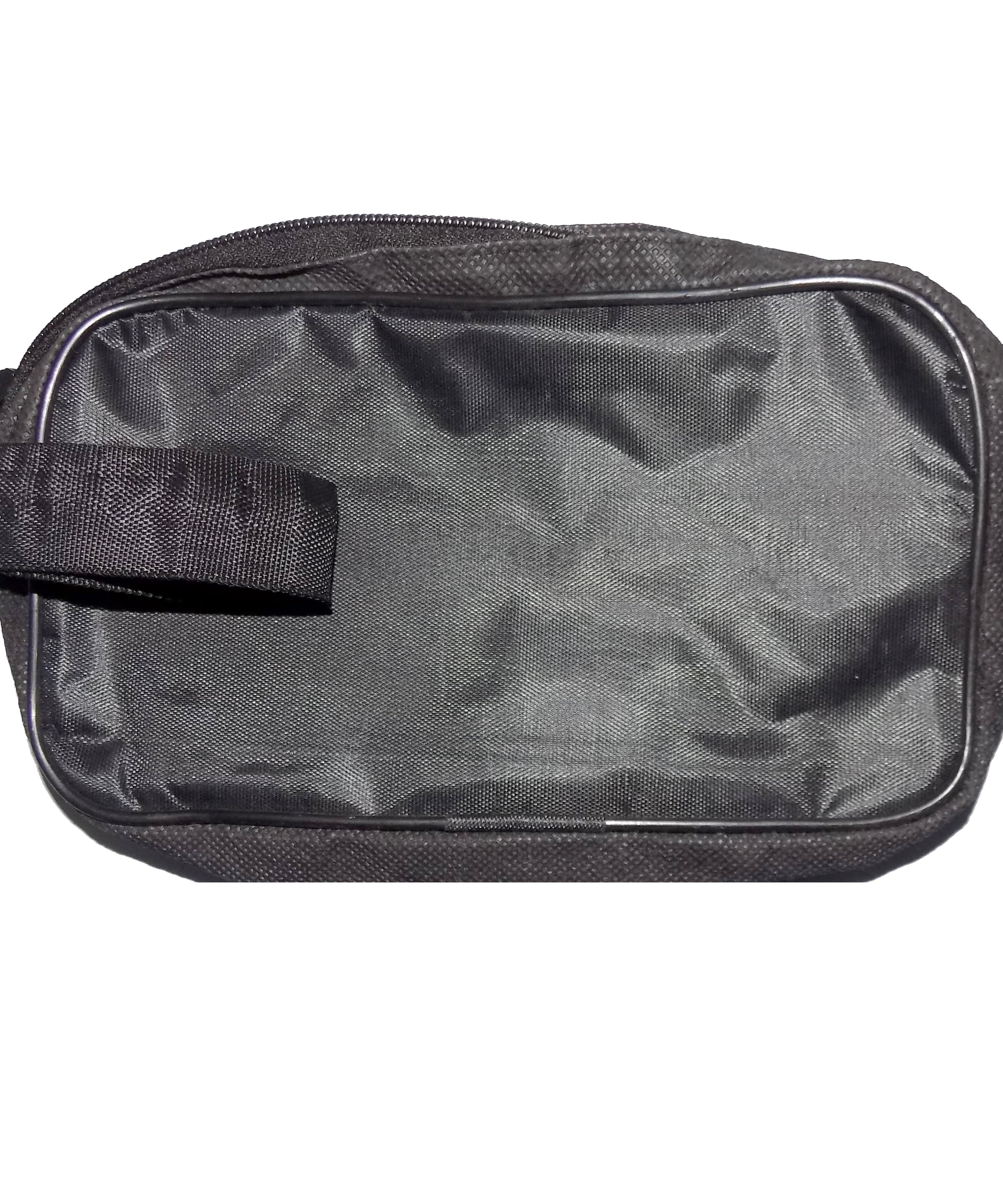 Black travel pouch for grooming