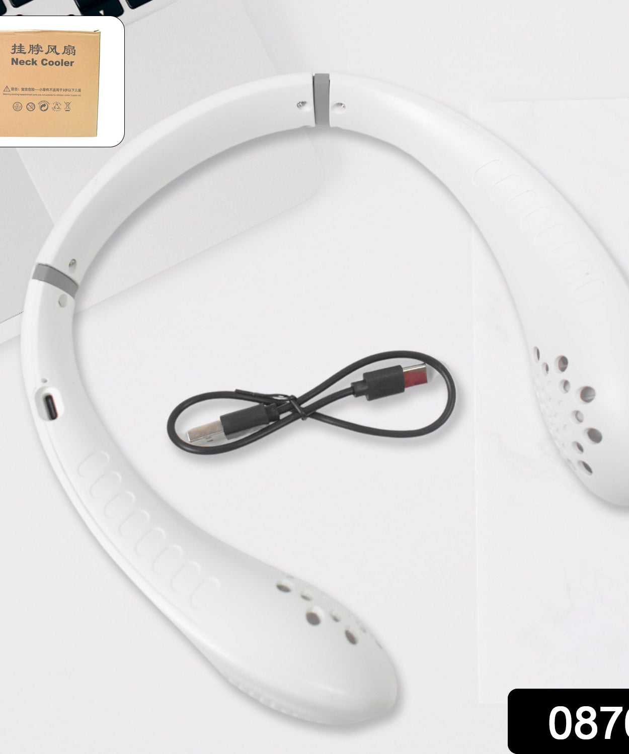 Portable USB Rechargeable Neck Fan – Wearable, 3 Speeds, Headphone Design