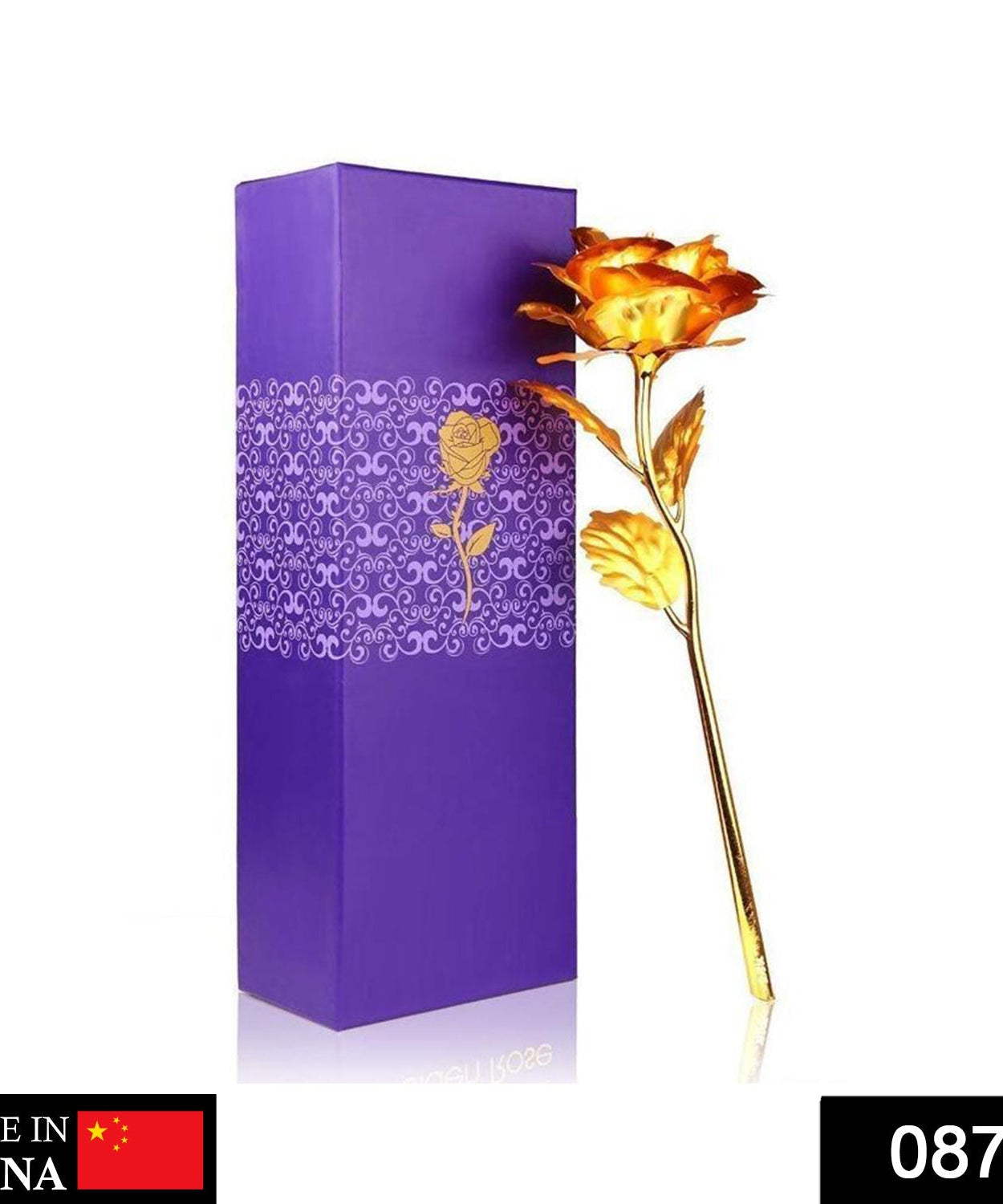 Golden rose in gift box