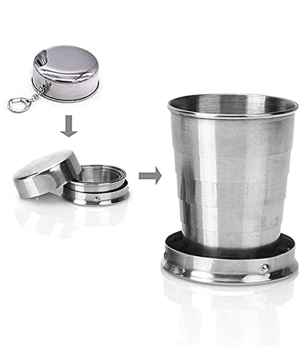 2 in 1 Camping Folding Cup with Keychain (1 Pc)