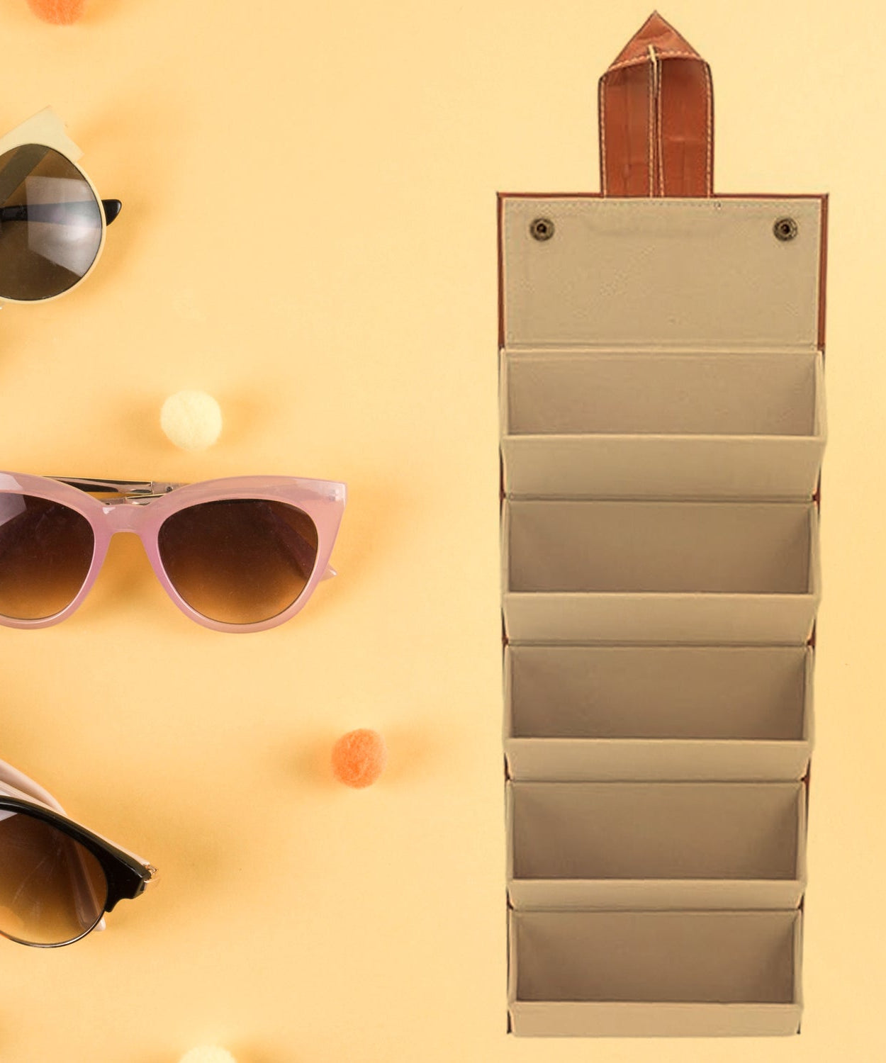 5 Slots Sunglasses Organizer Box, Glass Holder Box, spectacle case of sunglasses, Specs case, Foldable Travel Glasses Case Storage (1 Pc)