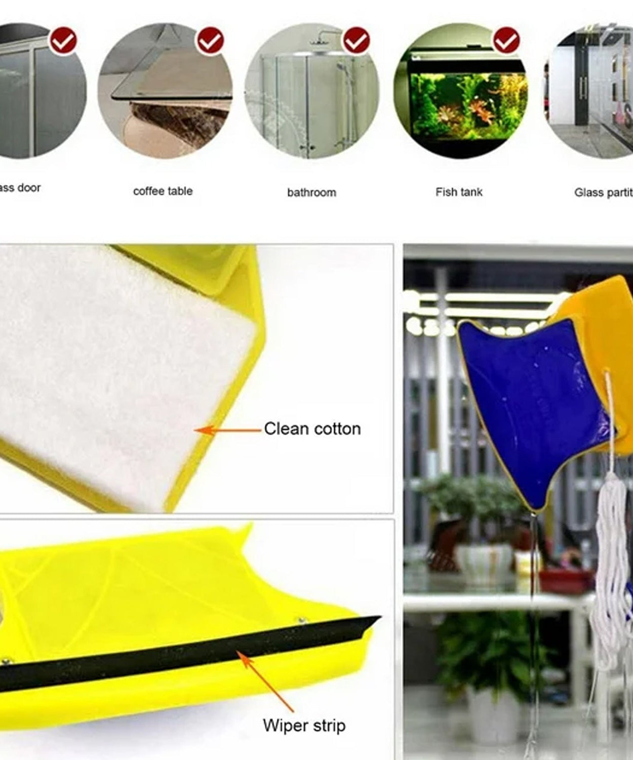 Detailed view of the two-sided window cleaner, showcasing its functionality for effective glass cleaning