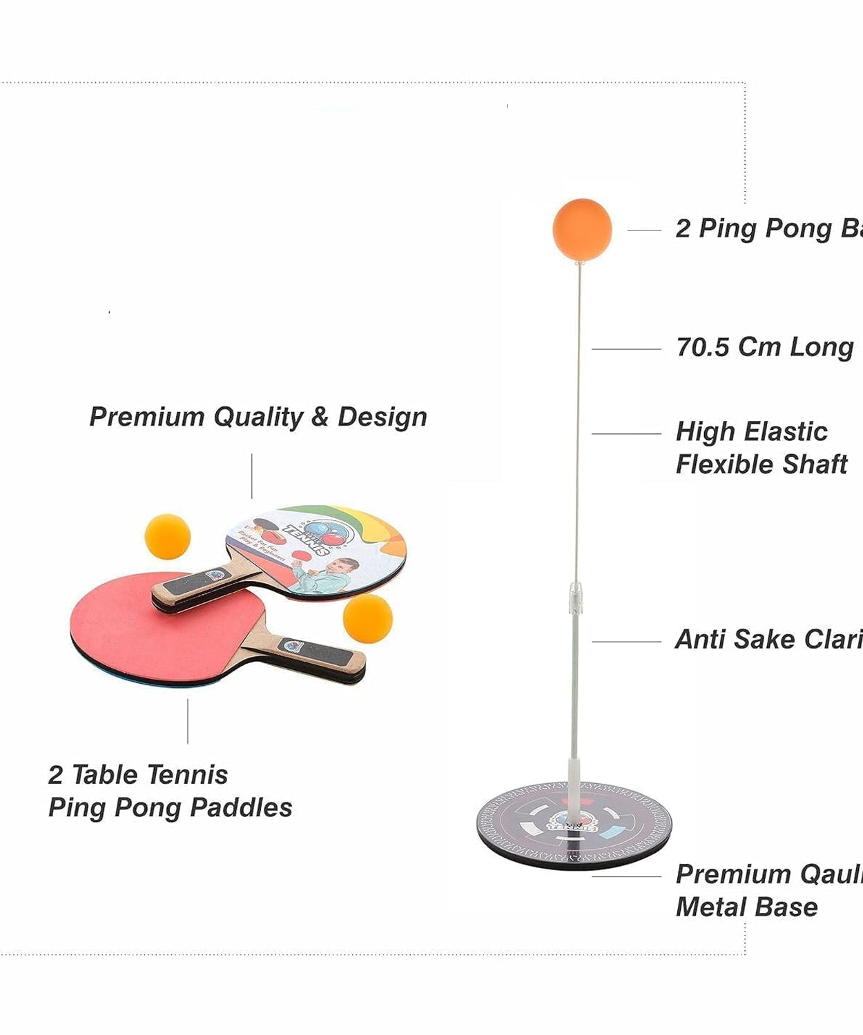 Portable Wiff Waff Rebound Table Tennis Trainer Set (1 Set)