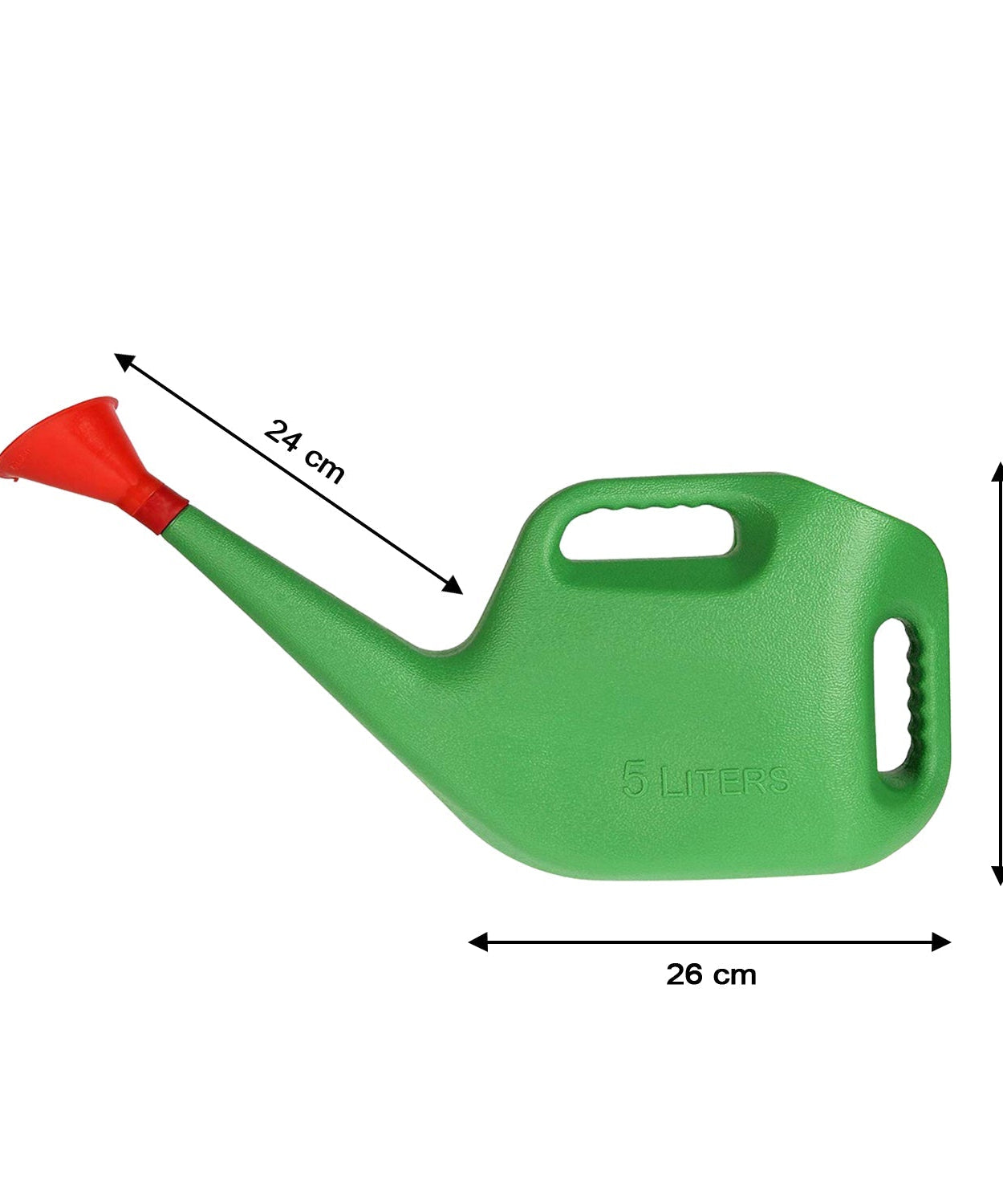 Plastic watering can with a comfortable handle and sprayer for gardening