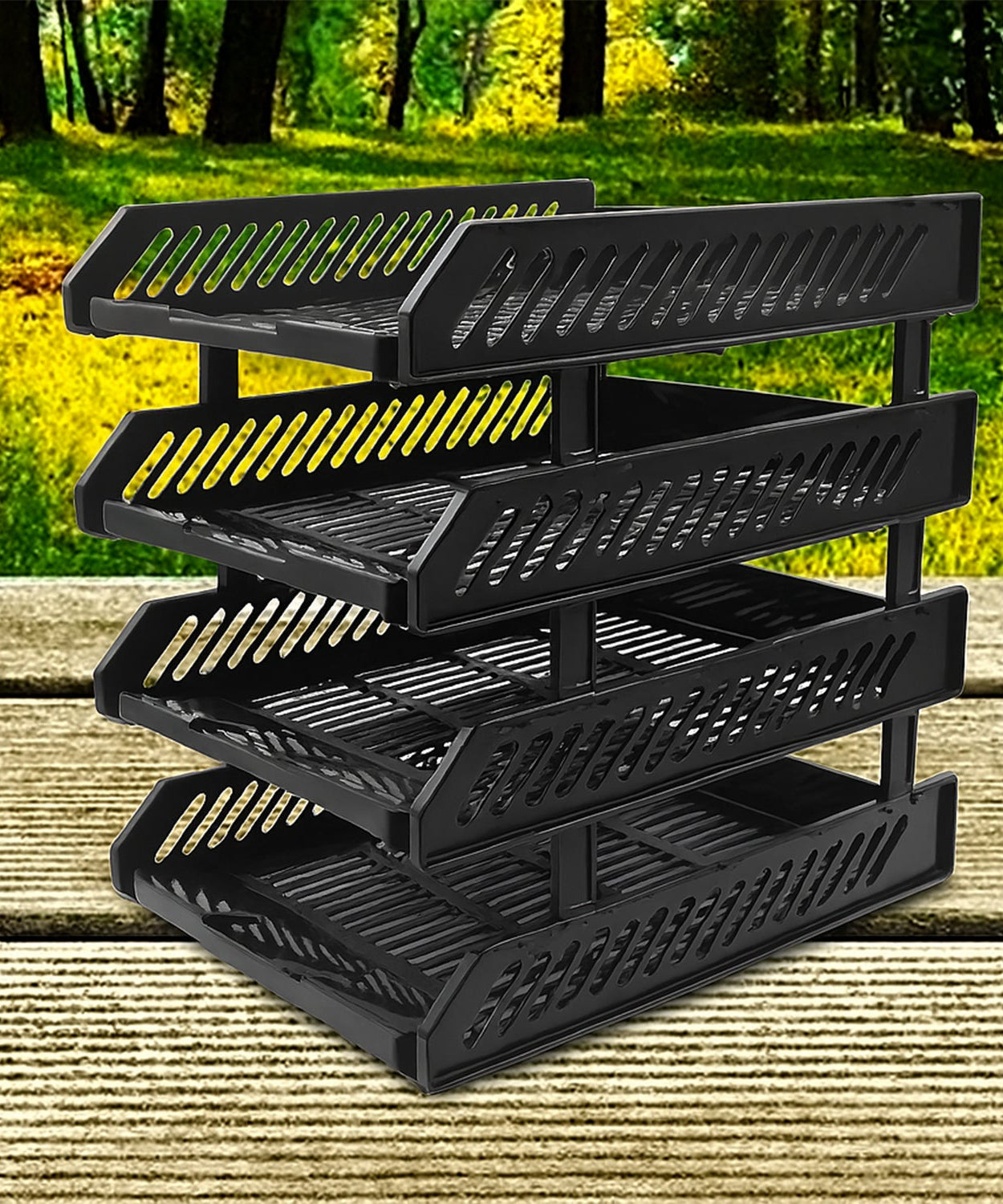 4-Layer Multifunctional File Rack with Drawers for Office Desk