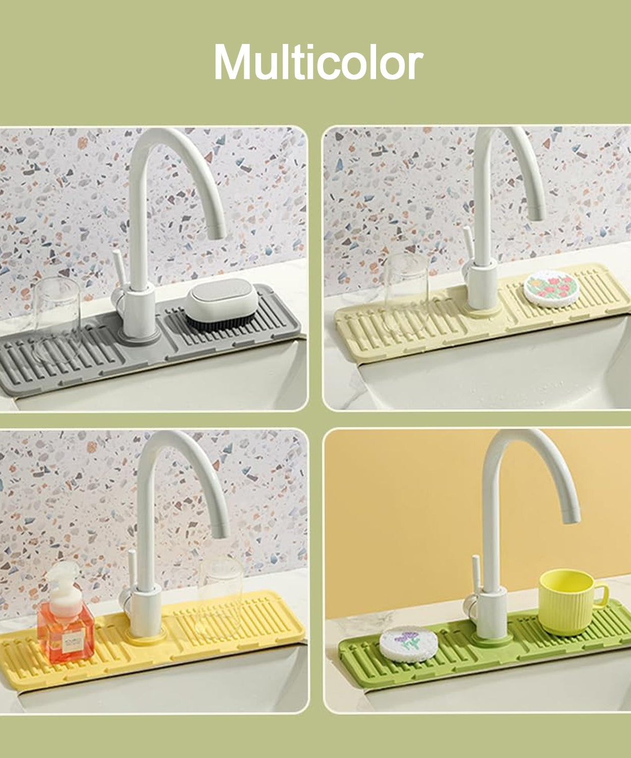 Silicone Faucet Splash Guard Pad for Kitchen & Bathroom Sink (1 Pc / Mix Design & Size)