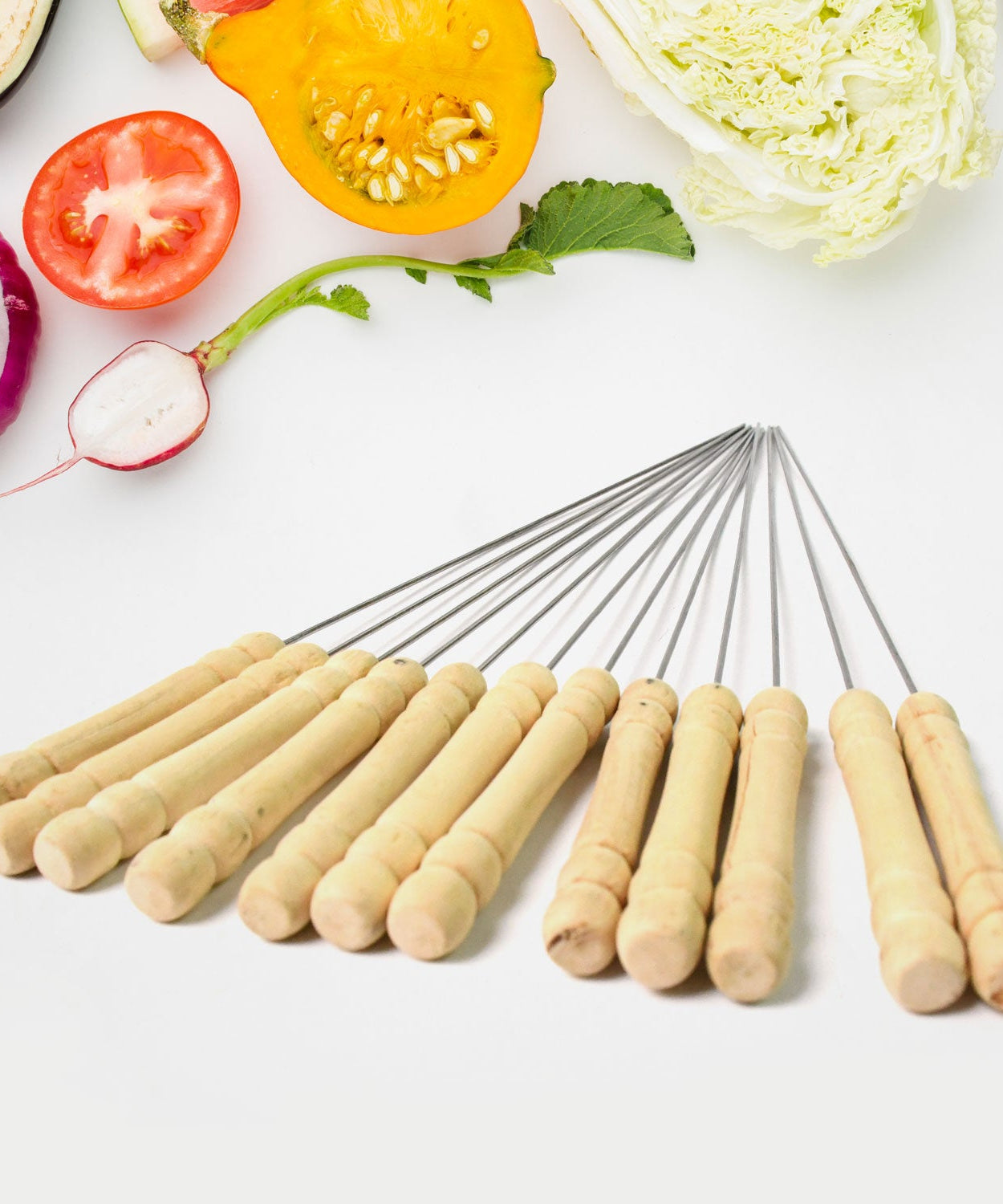 BBQ Tandoor Skewers Grill Sticks for Barbecue (Pack of 12)