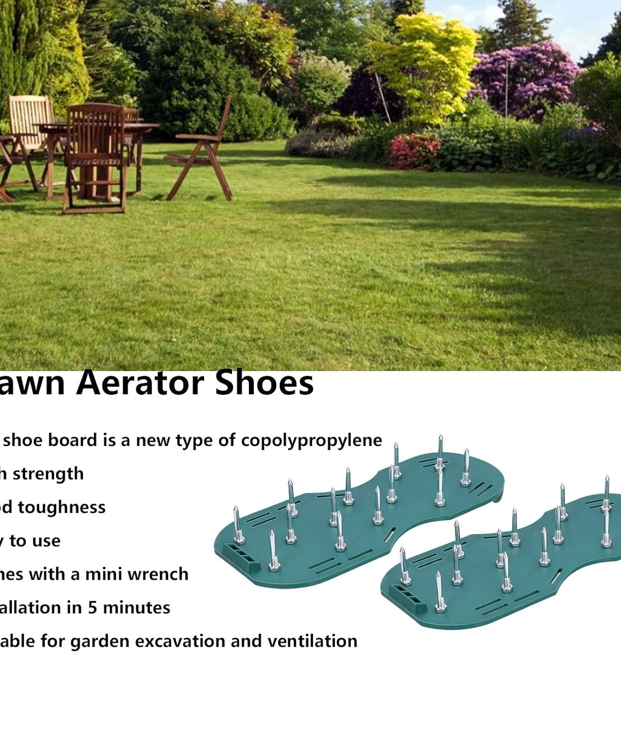 Lawn Aerator Sandals, Garden Grass Aerator Spiked Sandals Green Studded Shoes for Yard Patio Garden Excavation