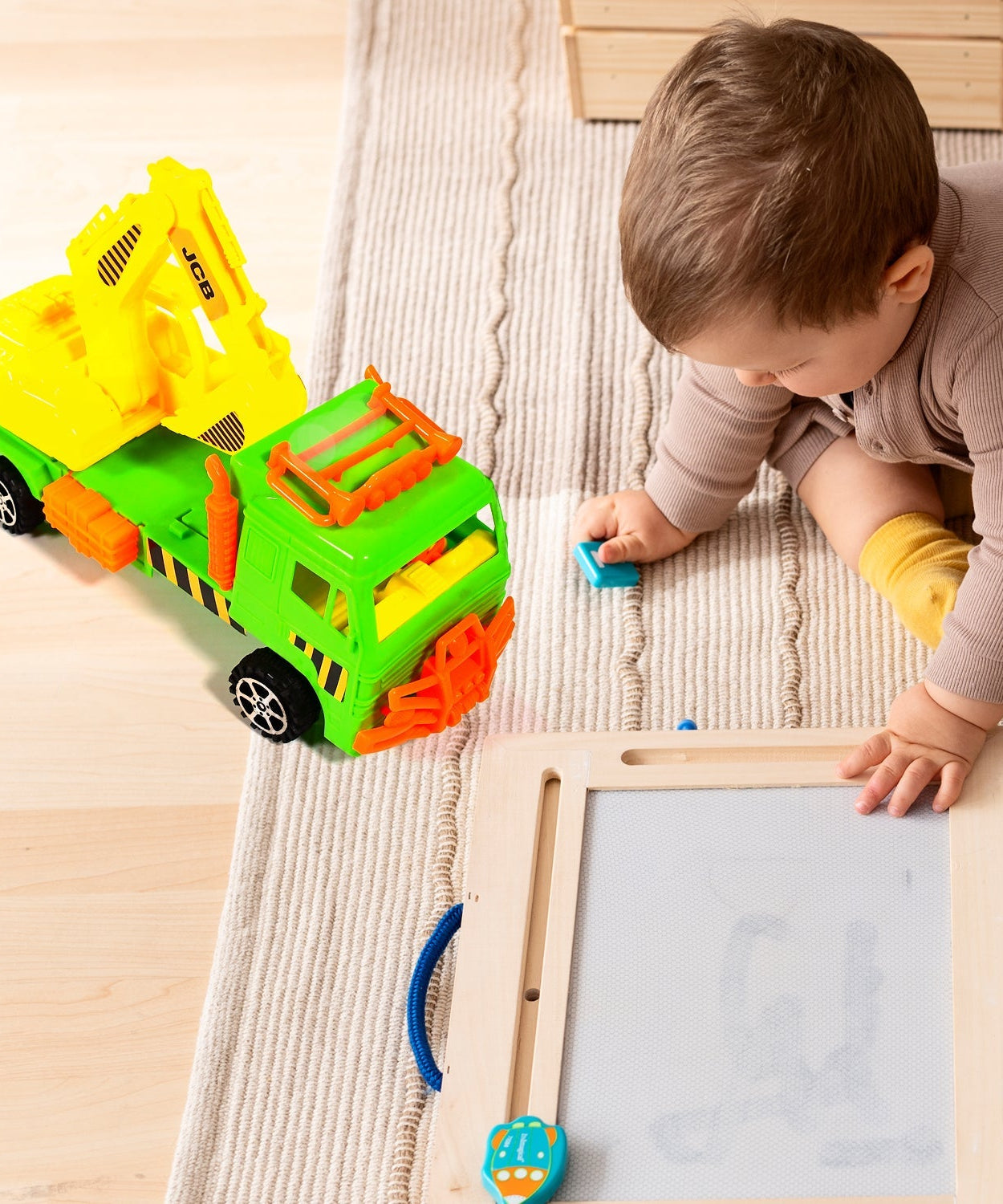 Kids toy dumper truck with JCB design