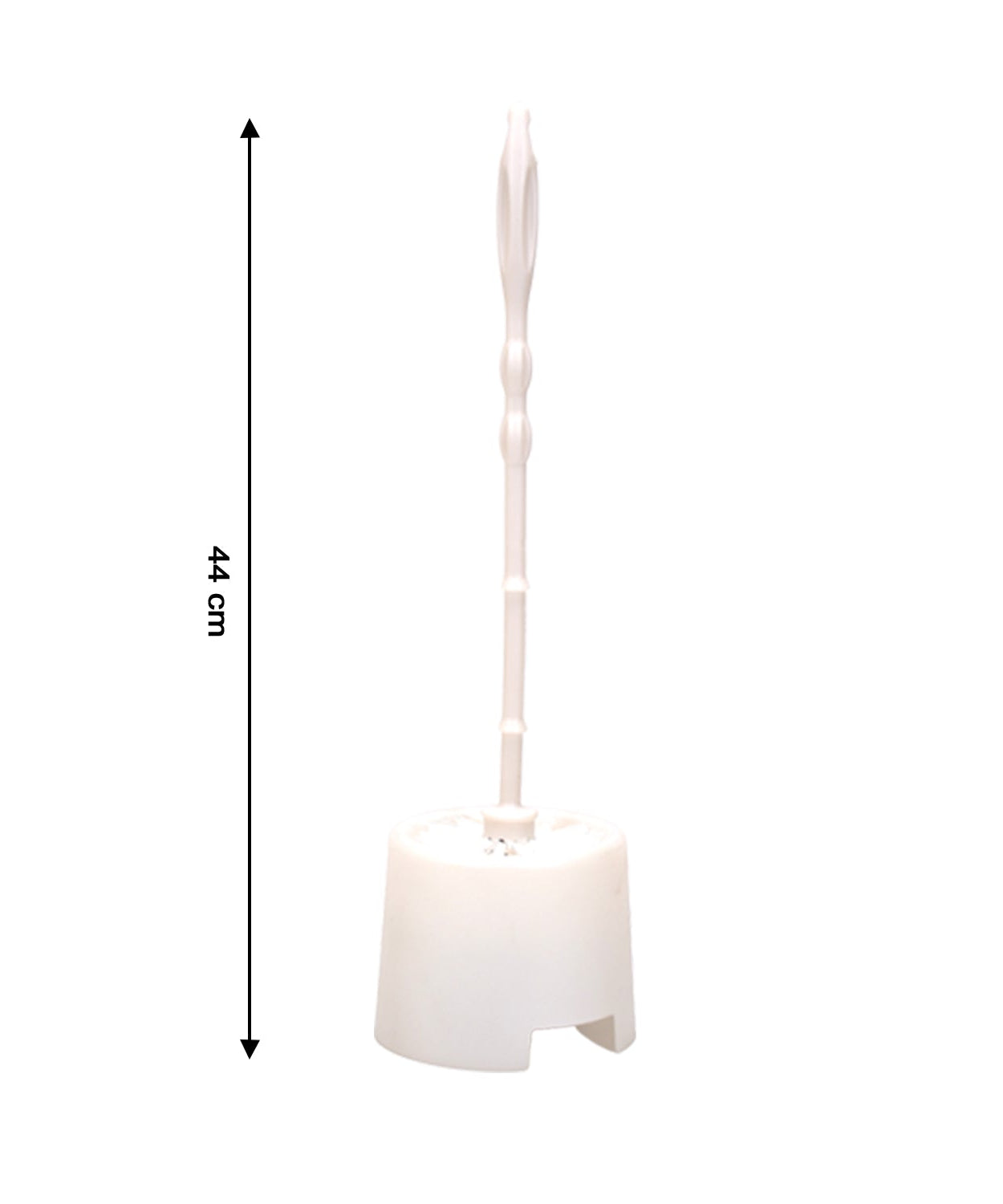 Toilet brush in potted holder, top view