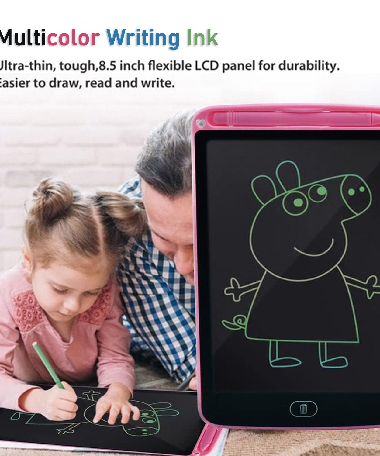 LCD writing tablet for creative work, featuring multi-color ink