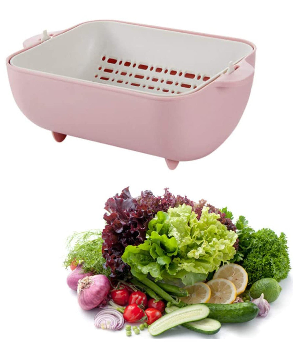 BPA-free double-layered strainer bowl with handles