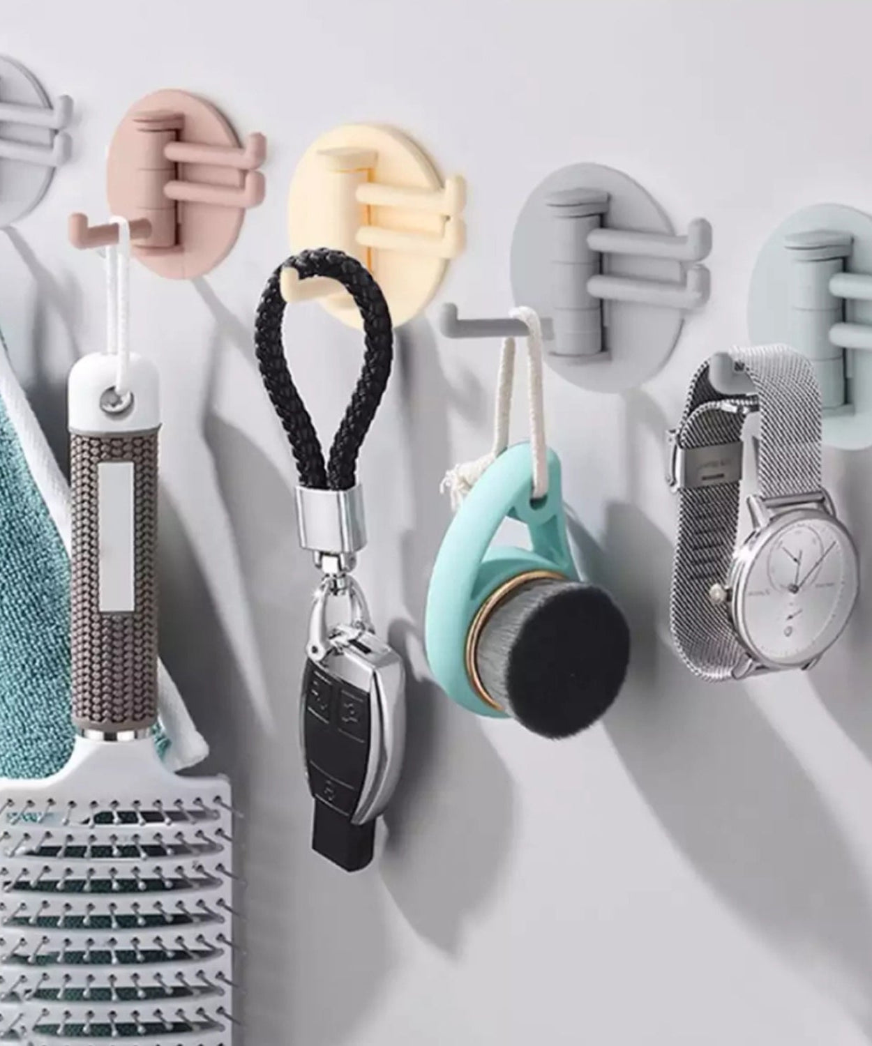 Sticky hook with 3 hooks for bathroom or kitchen organization