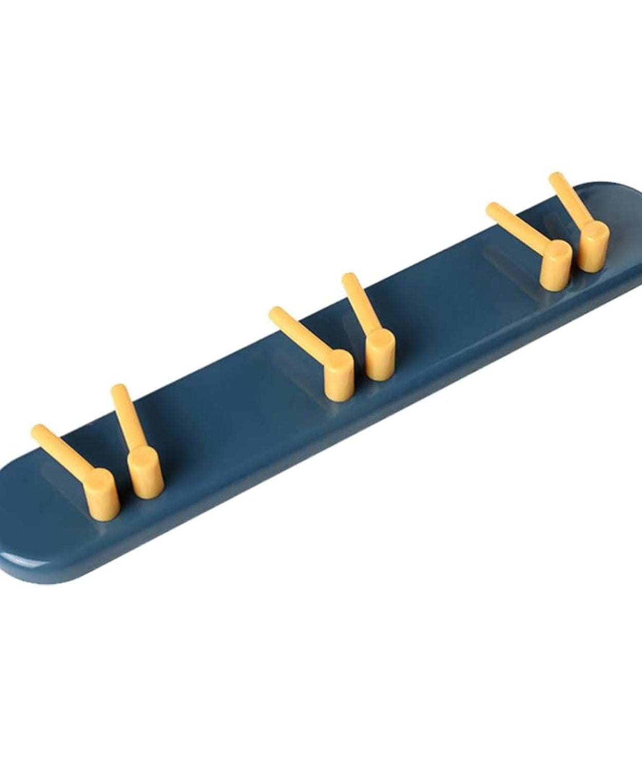 Toothbrush holder with wall mount and multiple hooks for efficient bathroom storage.