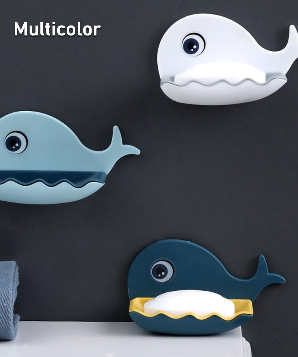 Double-layer adhesive soap holder in fish shape