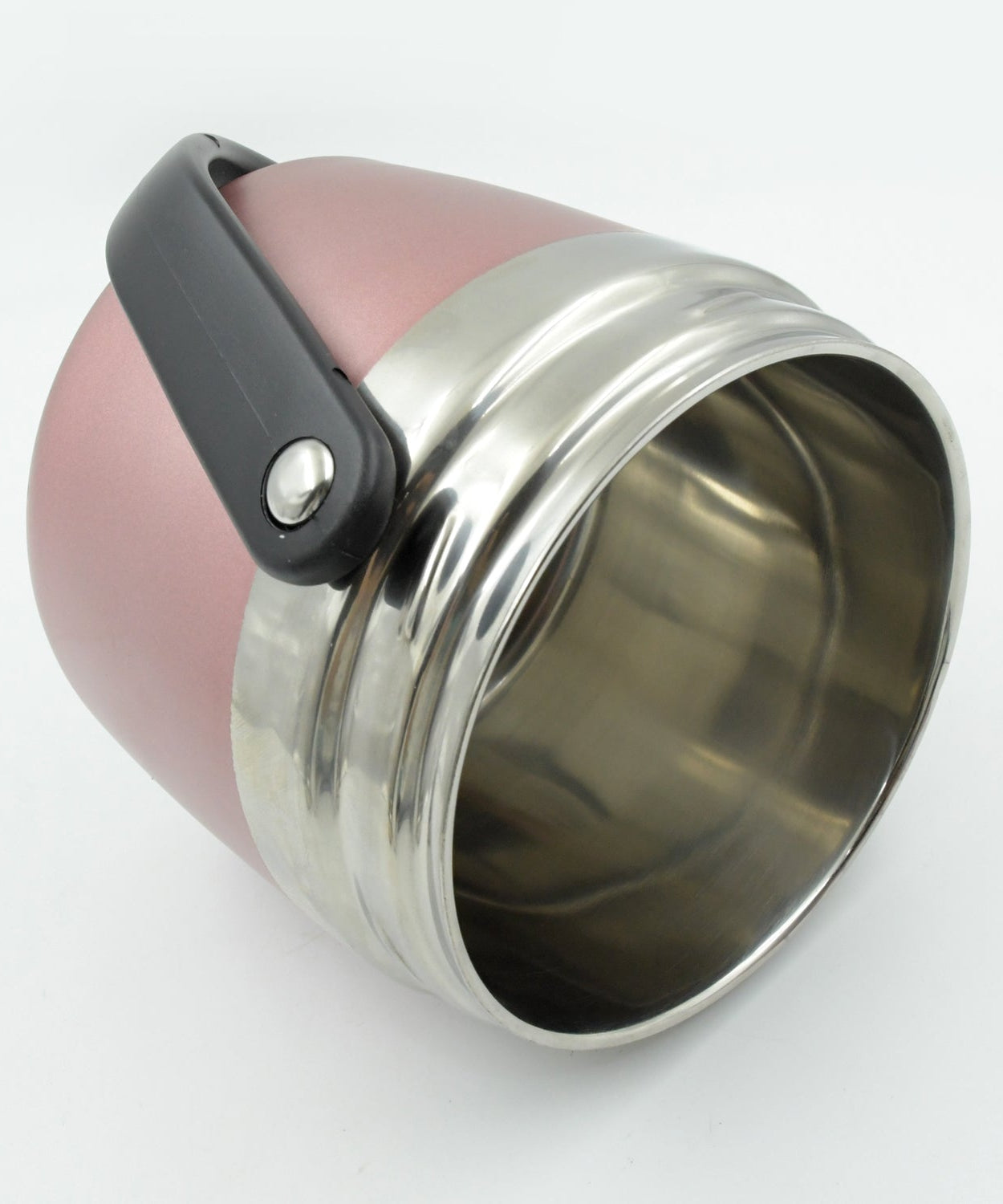 Detailed view of thermos lid and stainless steel body