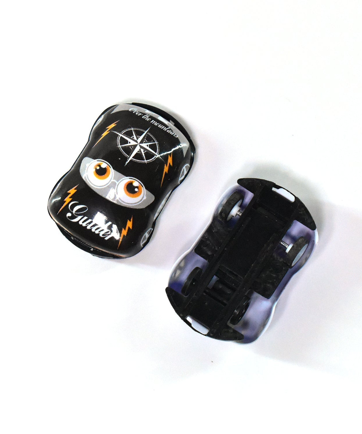 Mini pull back cars arranged for children’s play, featuring various colors.