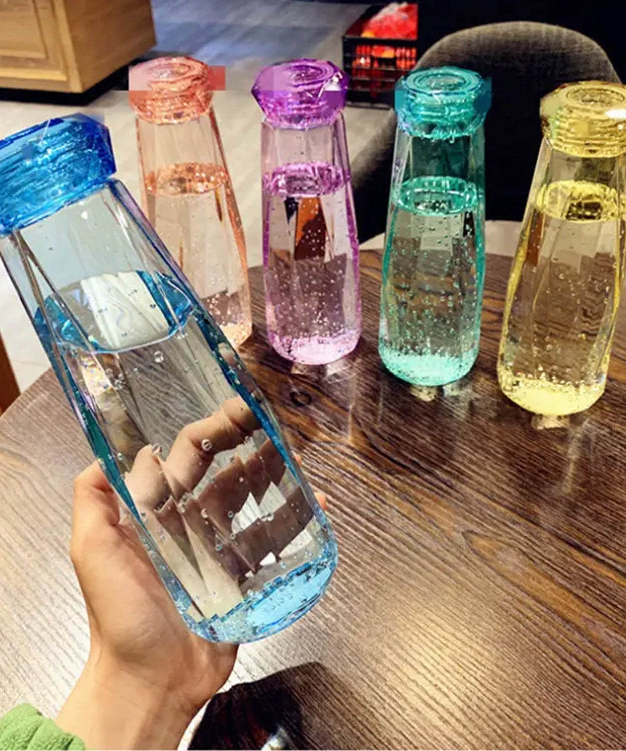 Glass bottle with plastic lid