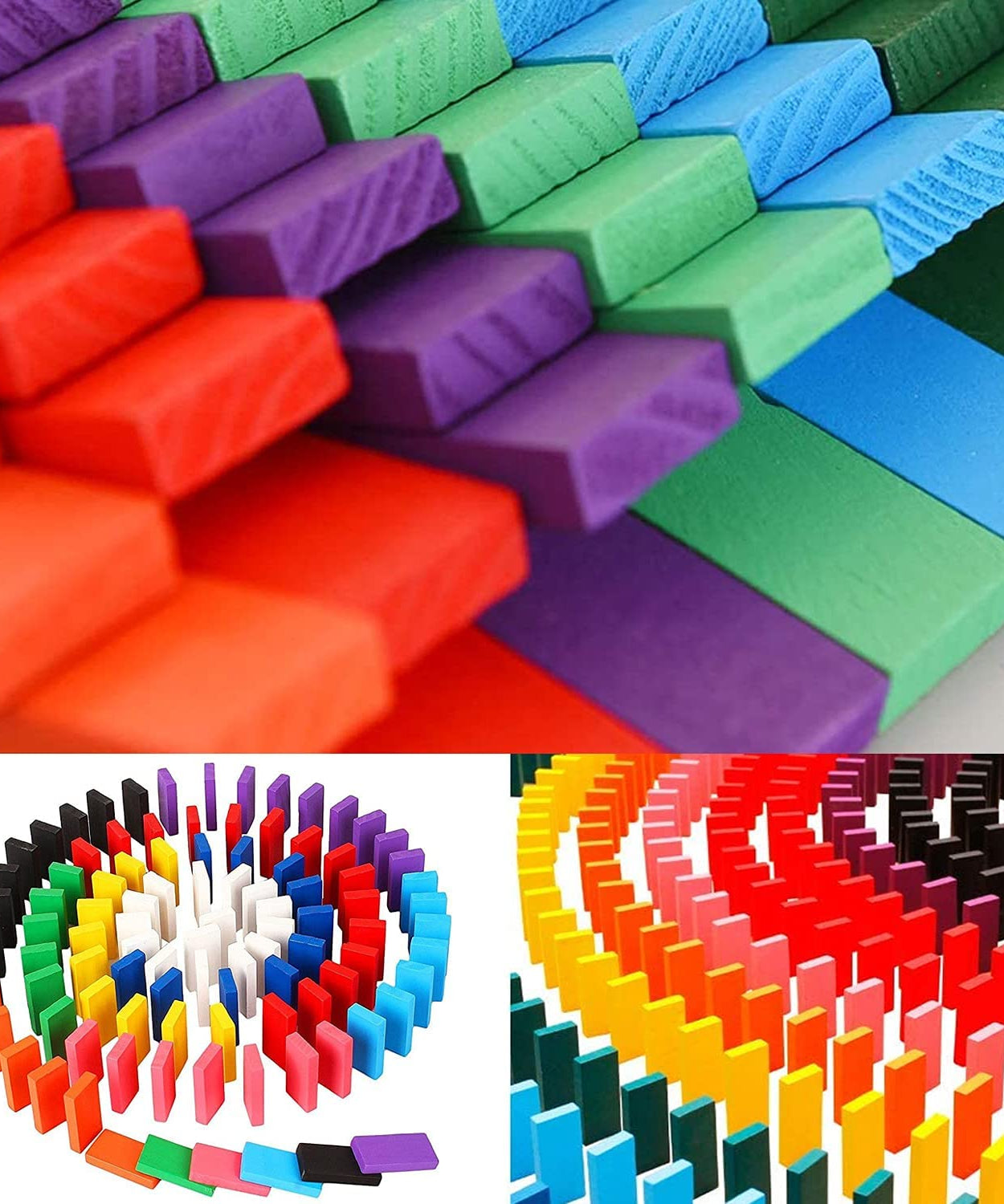 Wooden domino blocks in mixed colors