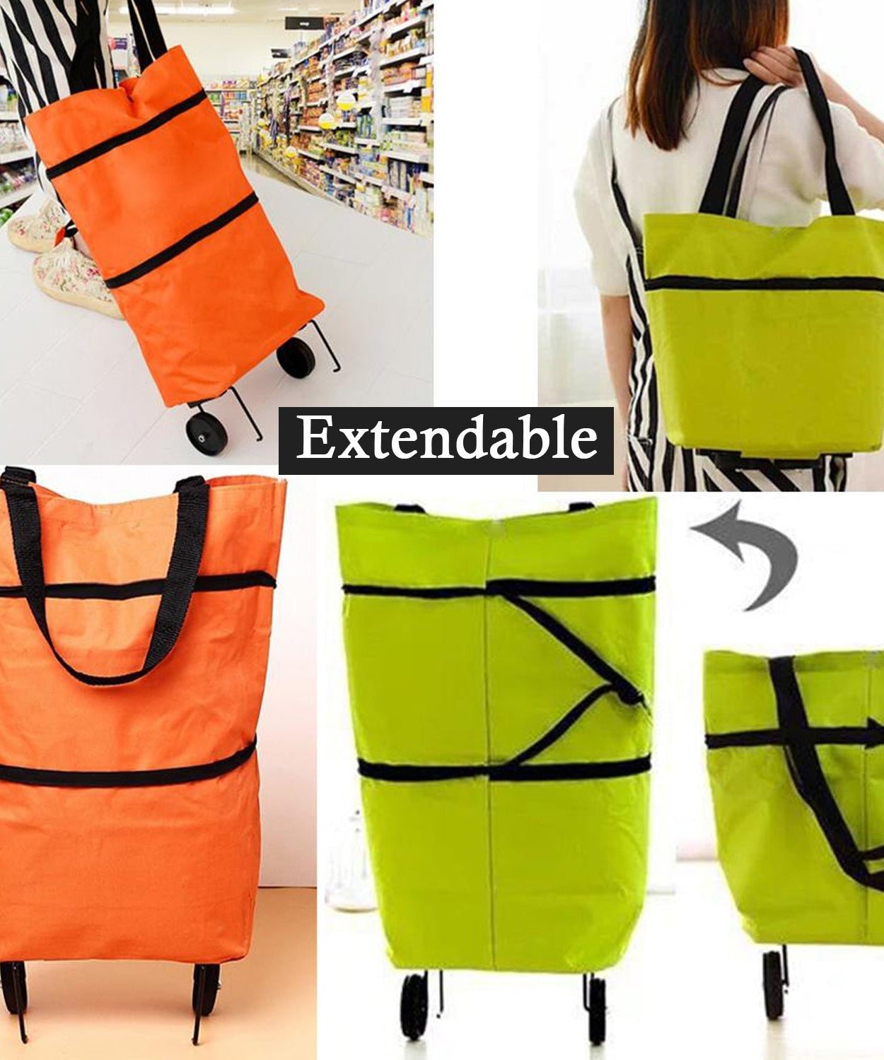 Travel trolley shopping bag, folding cart for luggage.