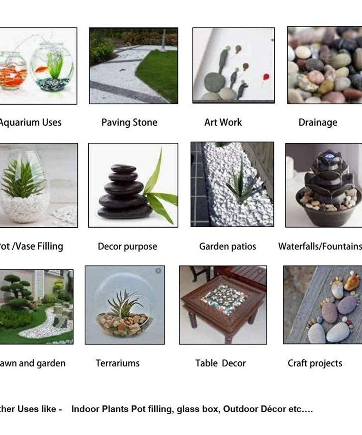 Multicolor pebbles for decorative garden use