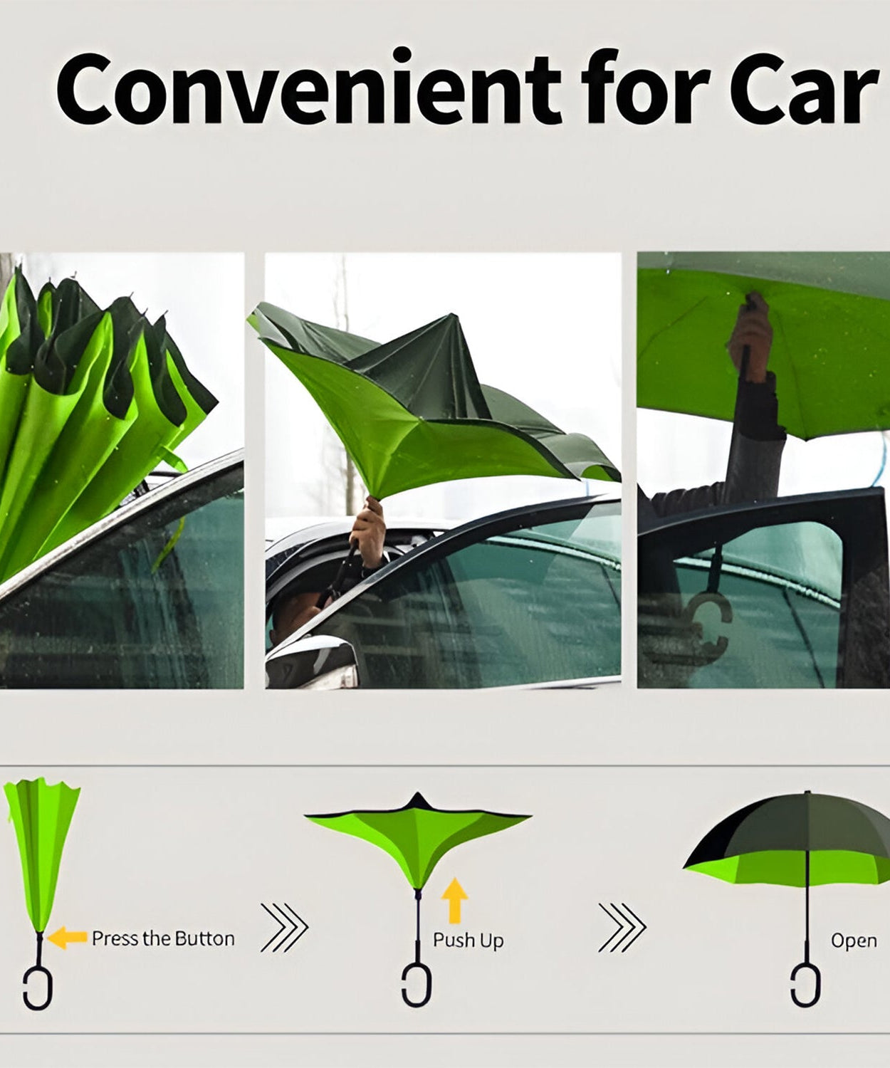 Foldable UV & Rain Umbrella with C-Shaped Handle – Kids (1 Pc / Mix Color)