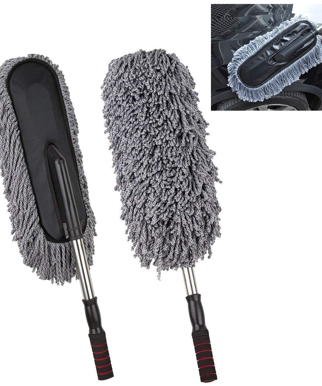 Car Duster, Long Retractable / Soft / Non-Slip / Handle Multipurpose Microfiber Wash Brush Vehicle Interior and Exterior Cleaning Kit with for Car, Boats or Home