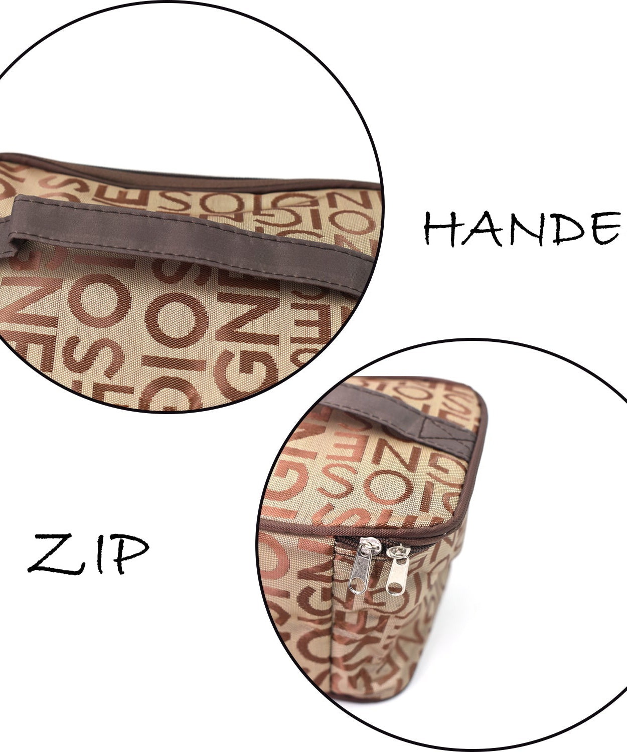 Stylish portable bag for organizing makeup and cosmetics.