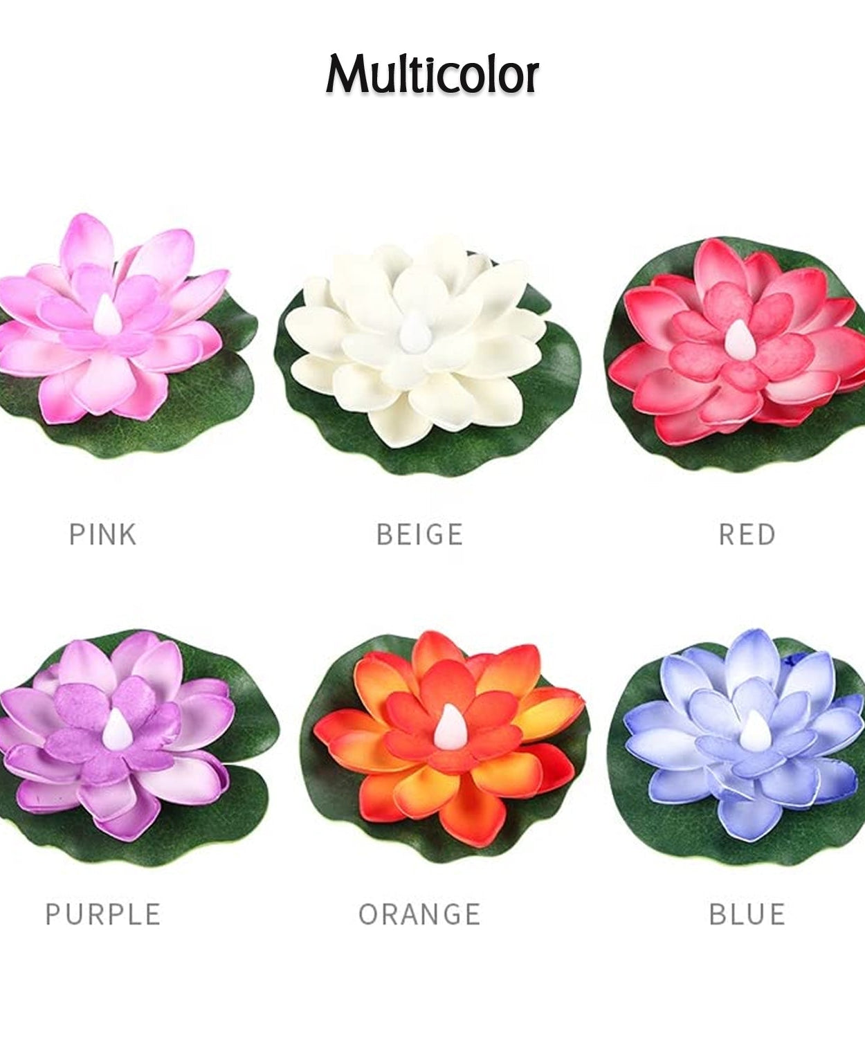 LED lotus candles in different colors, perfect for home décor