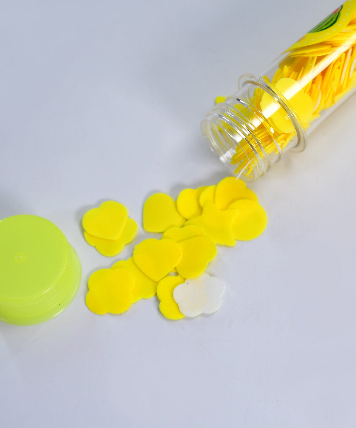 Flower-shaped paper soap strips in a test tube, ideal for travel hand washing