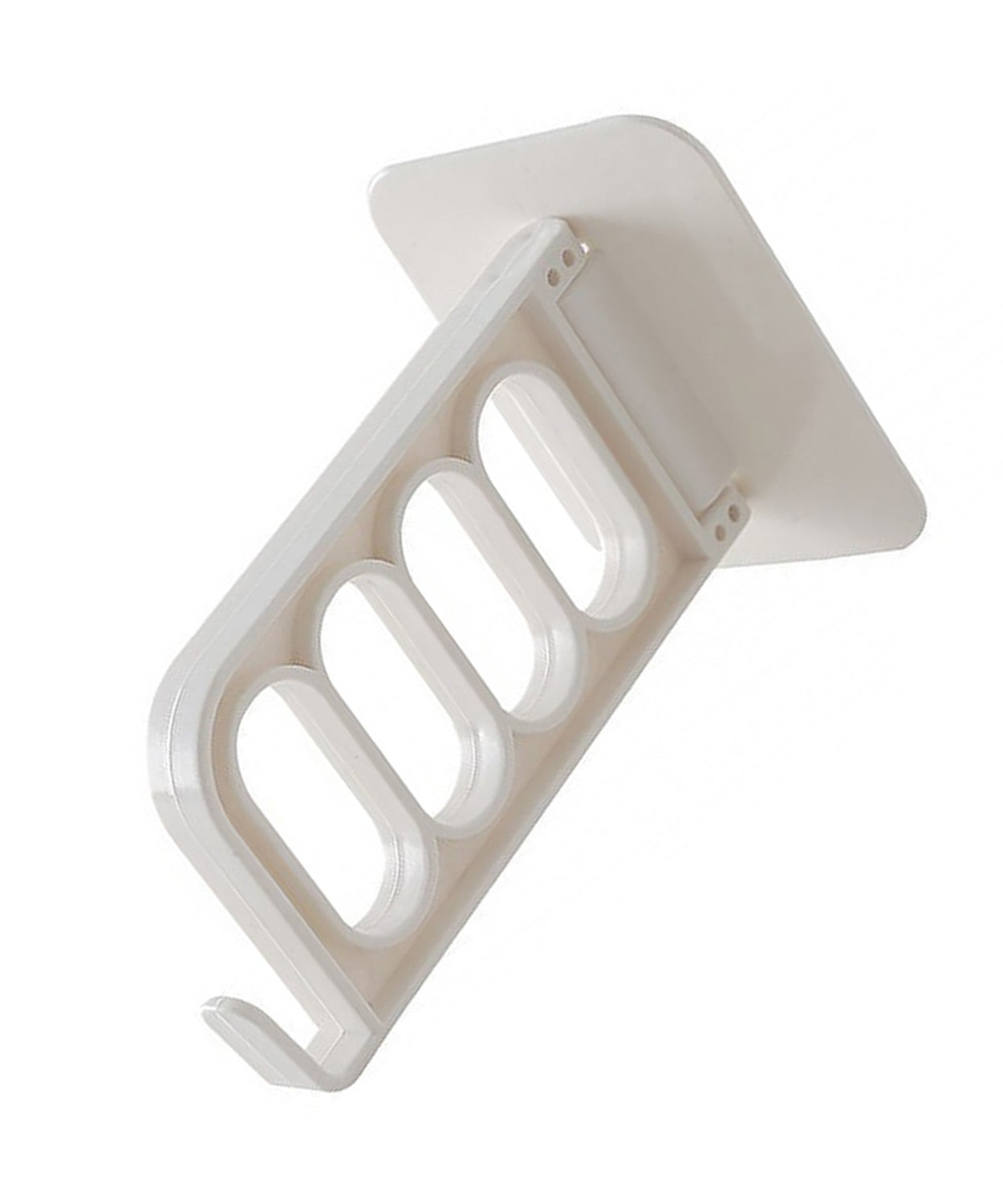 Versatile door hook for bathroom, kitchen, or bedroom applications.