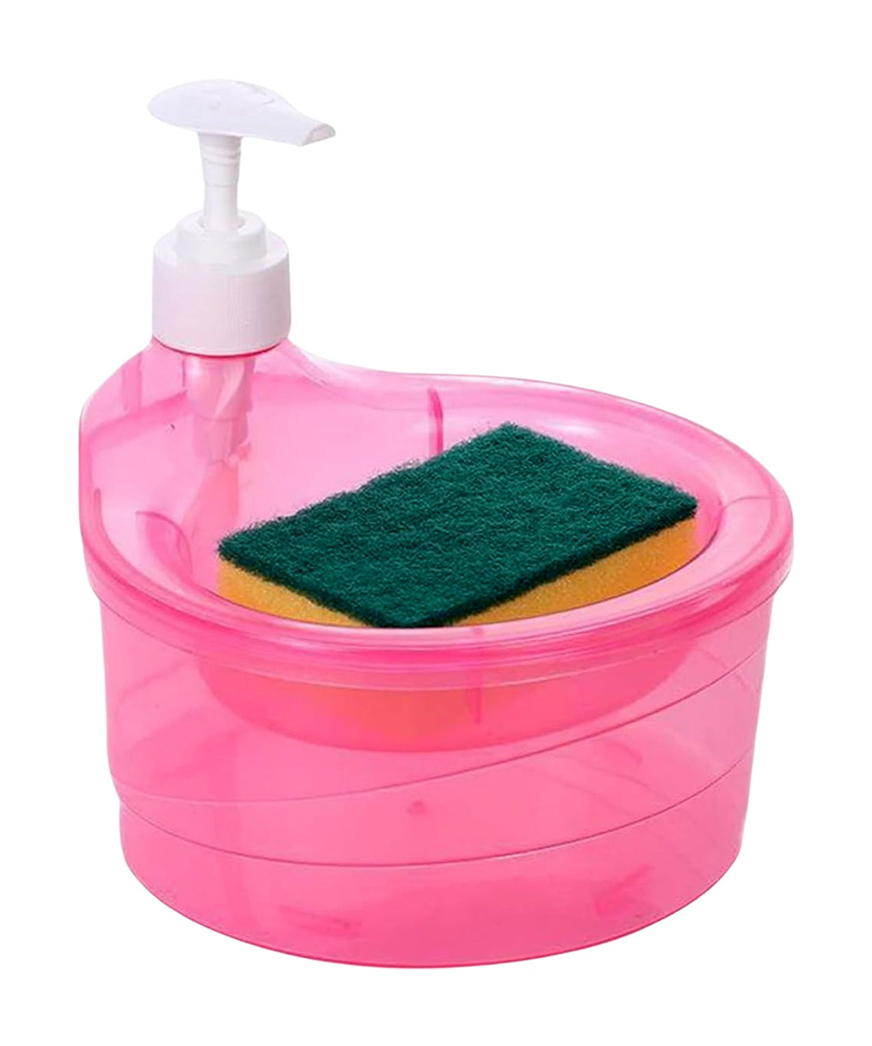 2-in-1 Double Layer Liquid Soap Dispenser with Pump & Sponge – Practical Kitchen & Hotel Sink Soap Pump Bottle (Rectangle)