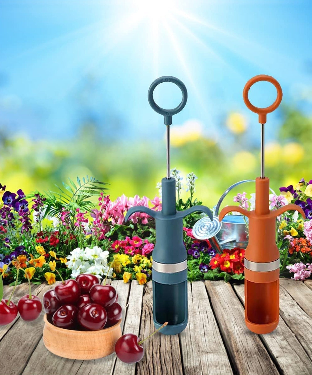 Efficient cherry pitter kitchen tool for fast fruit stone removal.