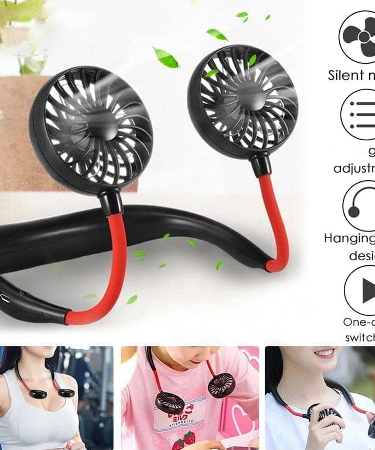 Rechargeable neck fan for personal cooling