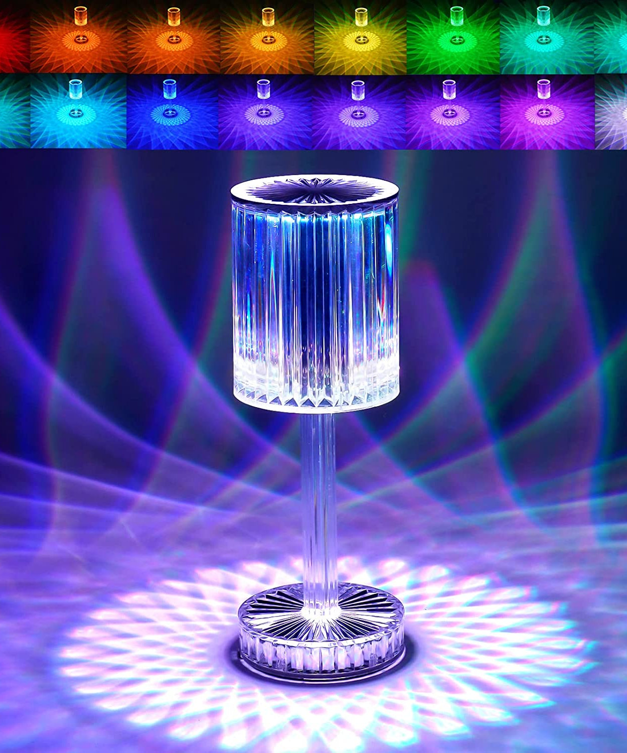 Elegant crystal lamp with touch control