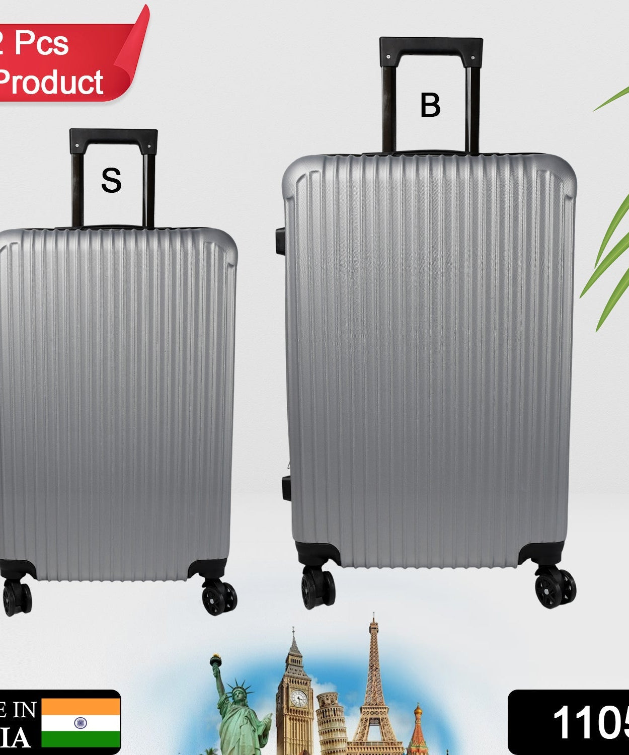 Big and small suitcase bags in various colors