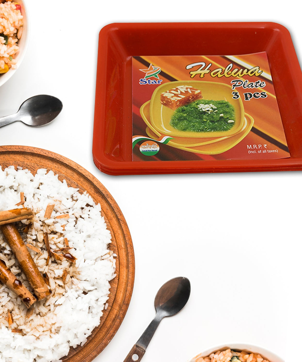 Square Plastic Halwa Dinner Plate Snacks / Breakfast, Restaurant Serving Trays Home School Coffee Hotel Kitchen Office (3 Pcs Set)