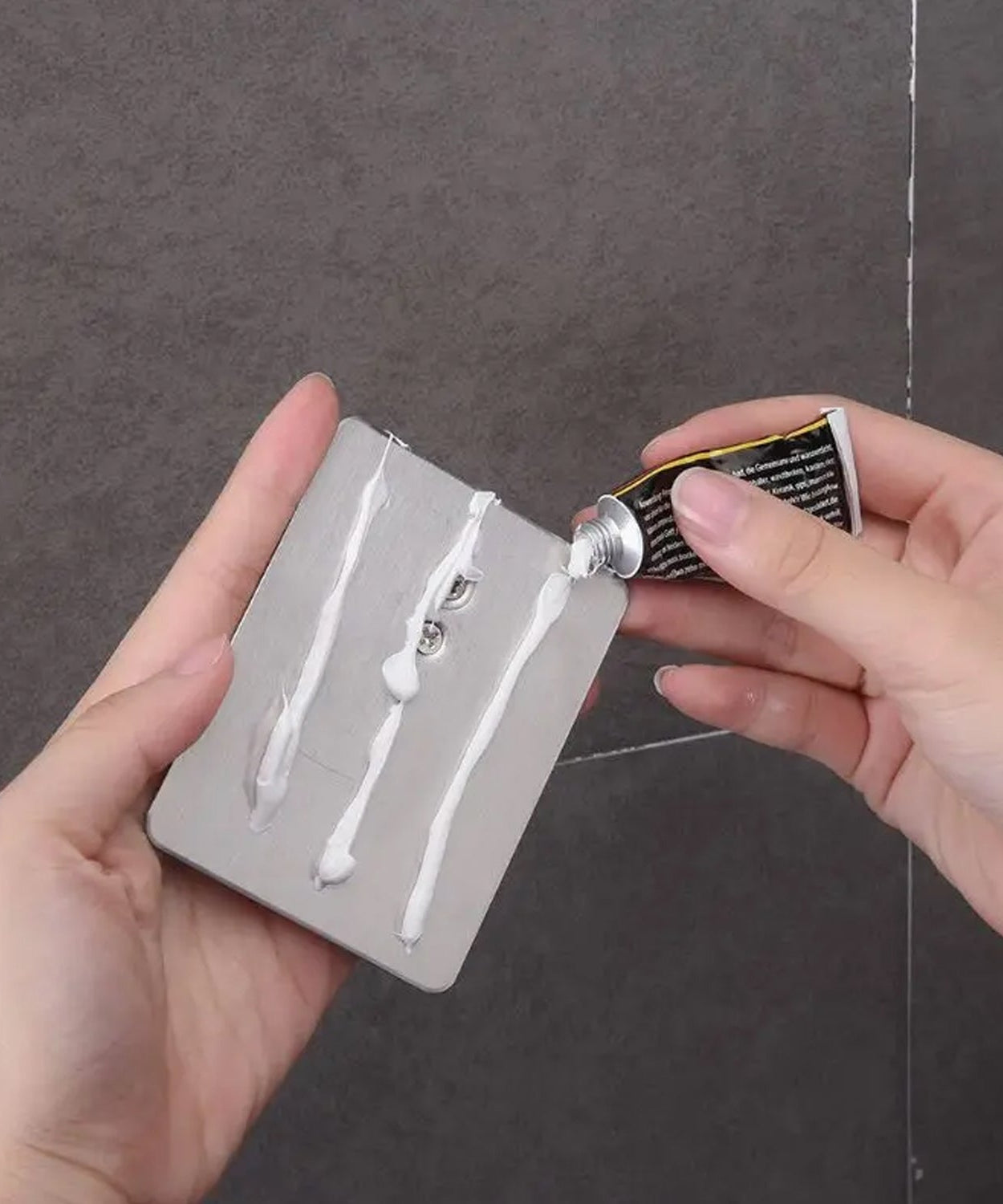 Stainless steel broom and mop holder, adhesive wall-mounted.