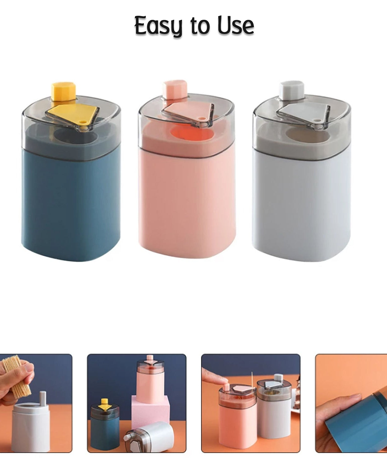Toothpick holder with automatic dispenser, durable and convenient for kitchen use.