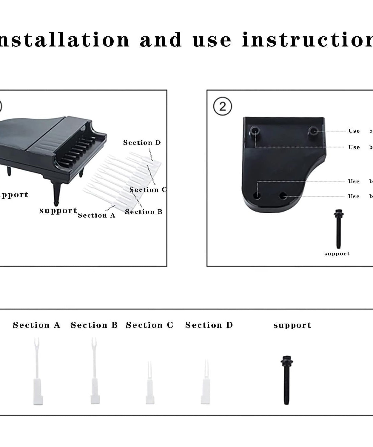 Decorative and functional fruit forks set with piano theme.