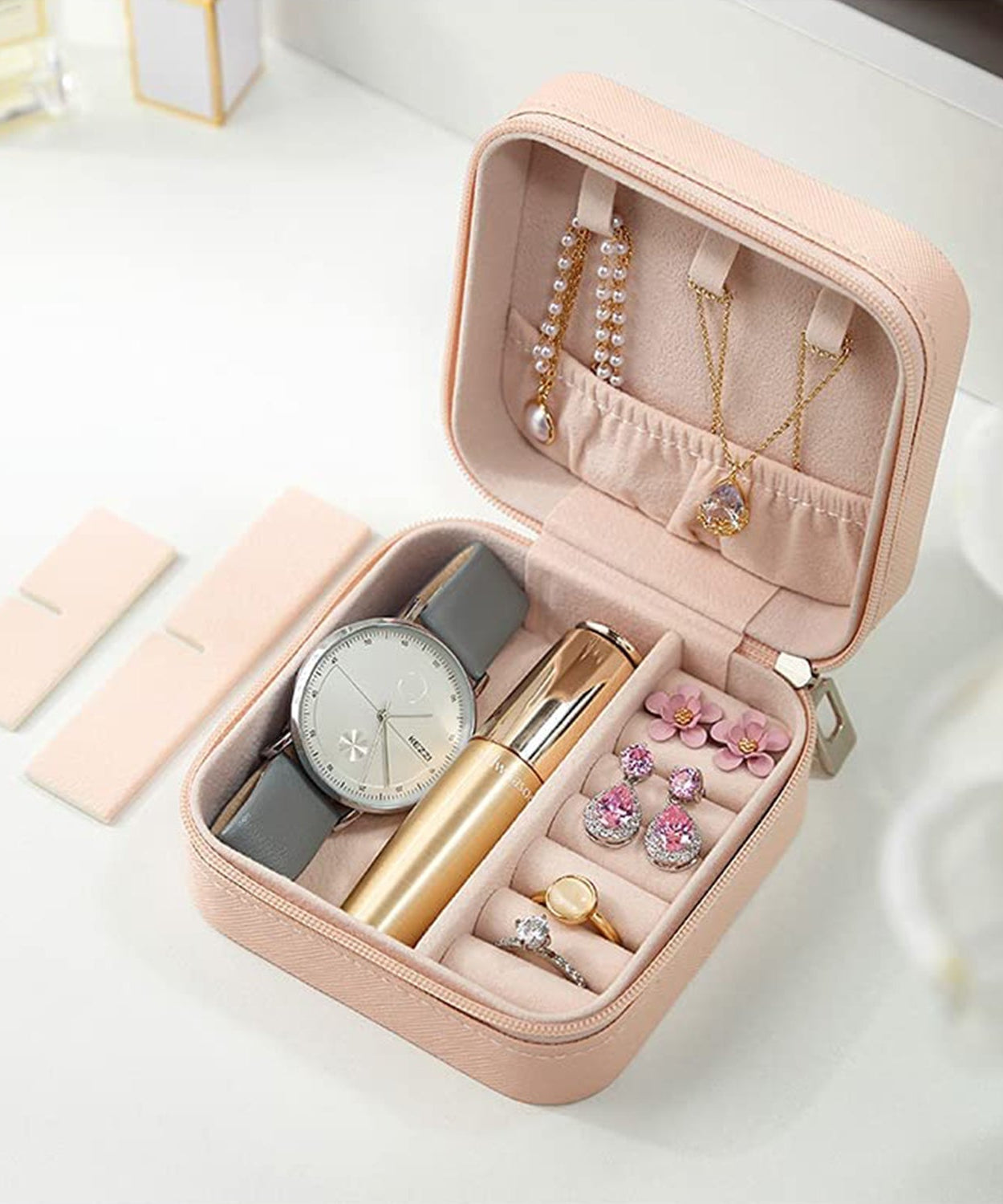 Mini PU Leather jewellery Box for Travel & Storage