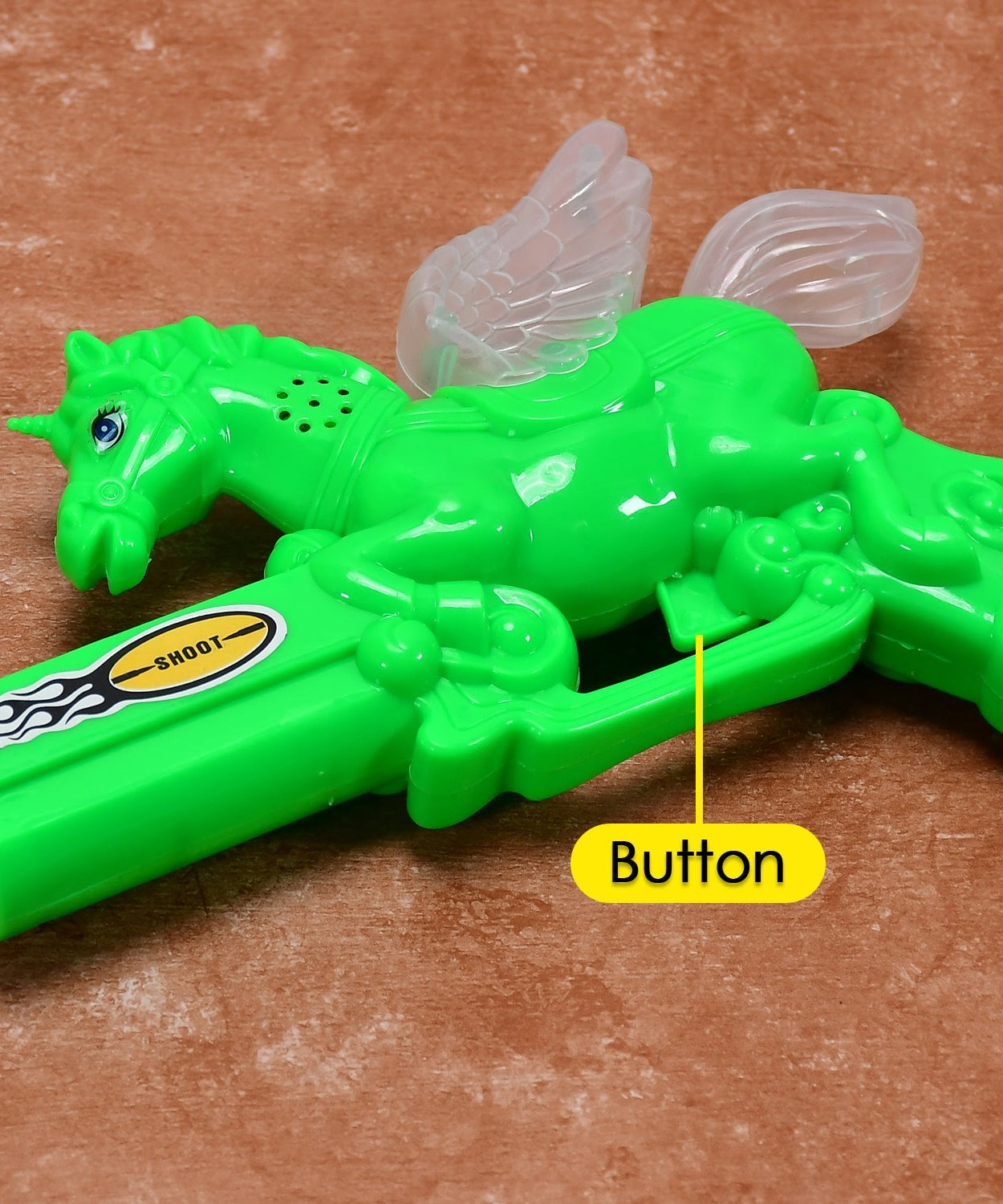 Colorful laser light effect gun, action shot