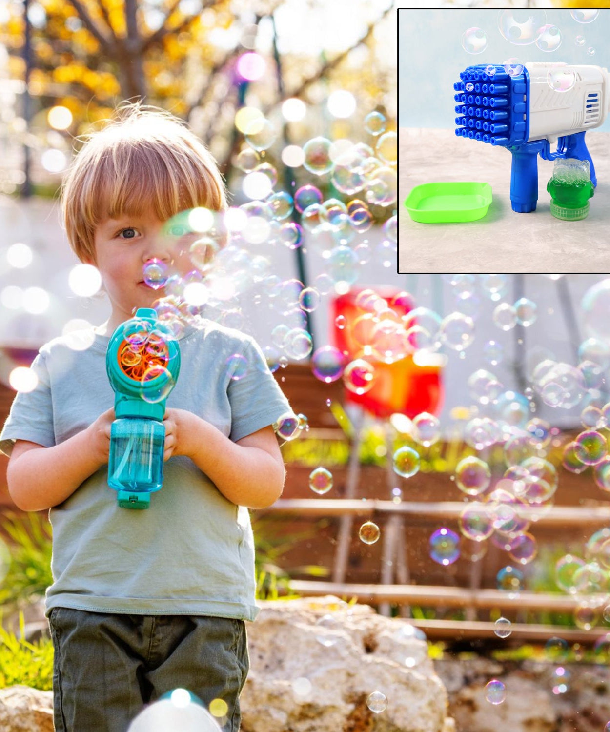 32 Holes Big Rechargeable Powerful Machine Bubble Gun Toys (1 Set)