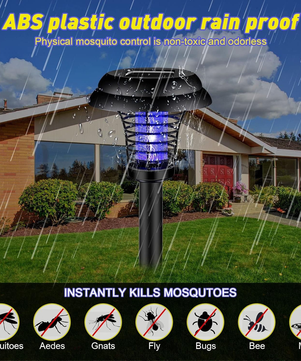 Medium Garden Solar Powered LED Mosquito Trap / Bug Zapper (1 Pc)