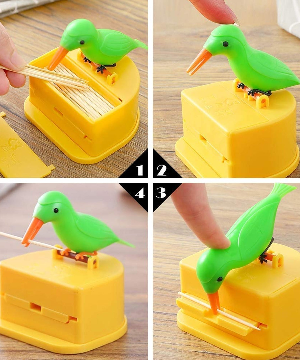 Portable Automatic Bird Toothpick Storage Box