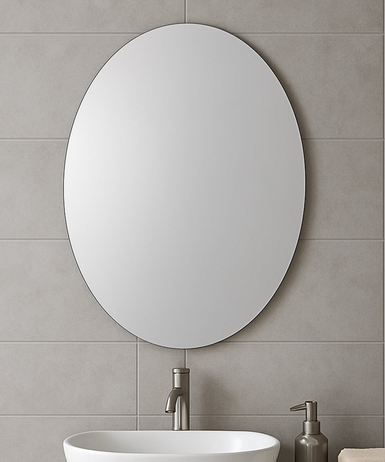 Elegant Oval Frameless Wall Mirror for Home & Office Decor (6 Pc)