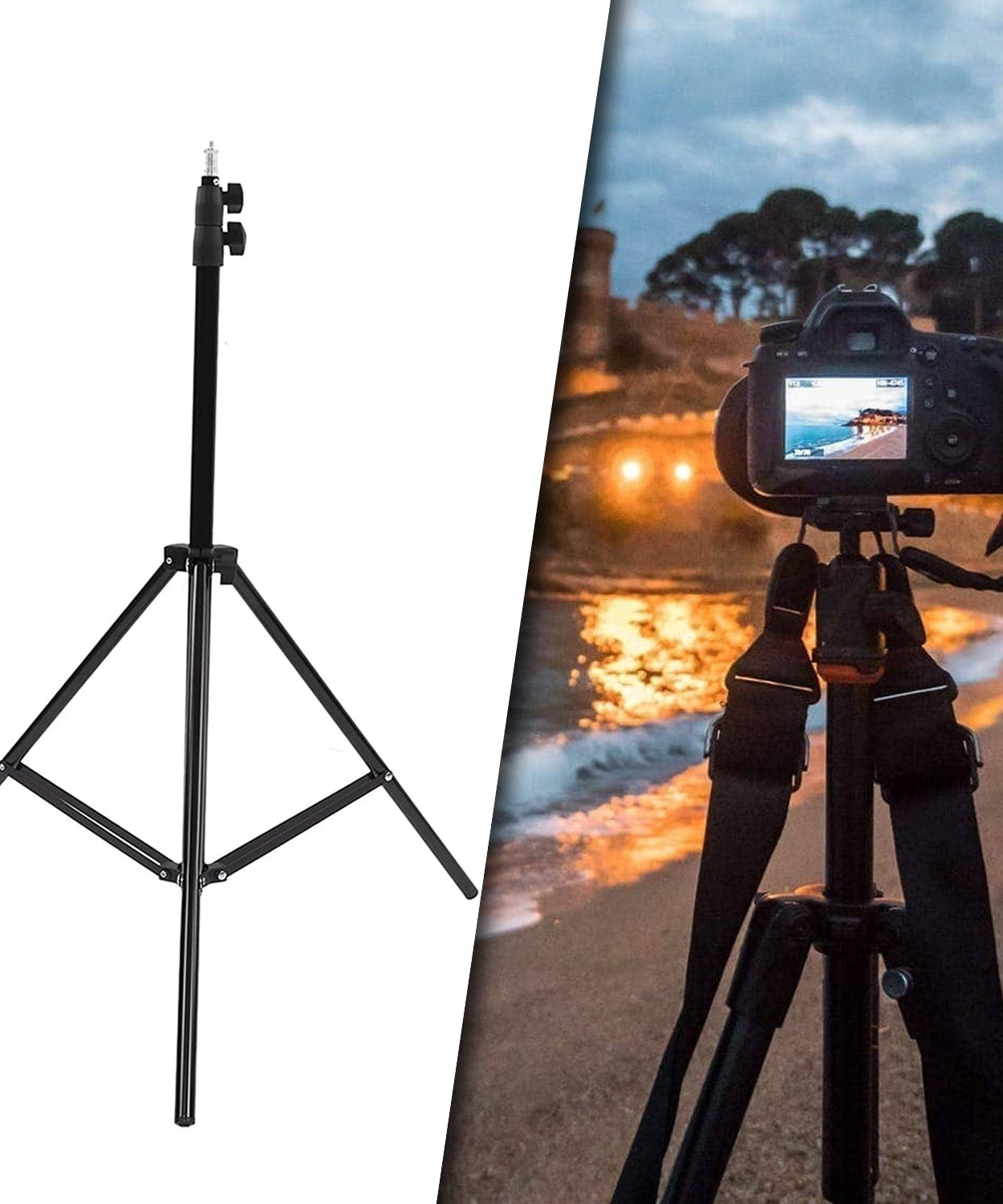Professional tripod with a multipurpose head for DSLR cameras