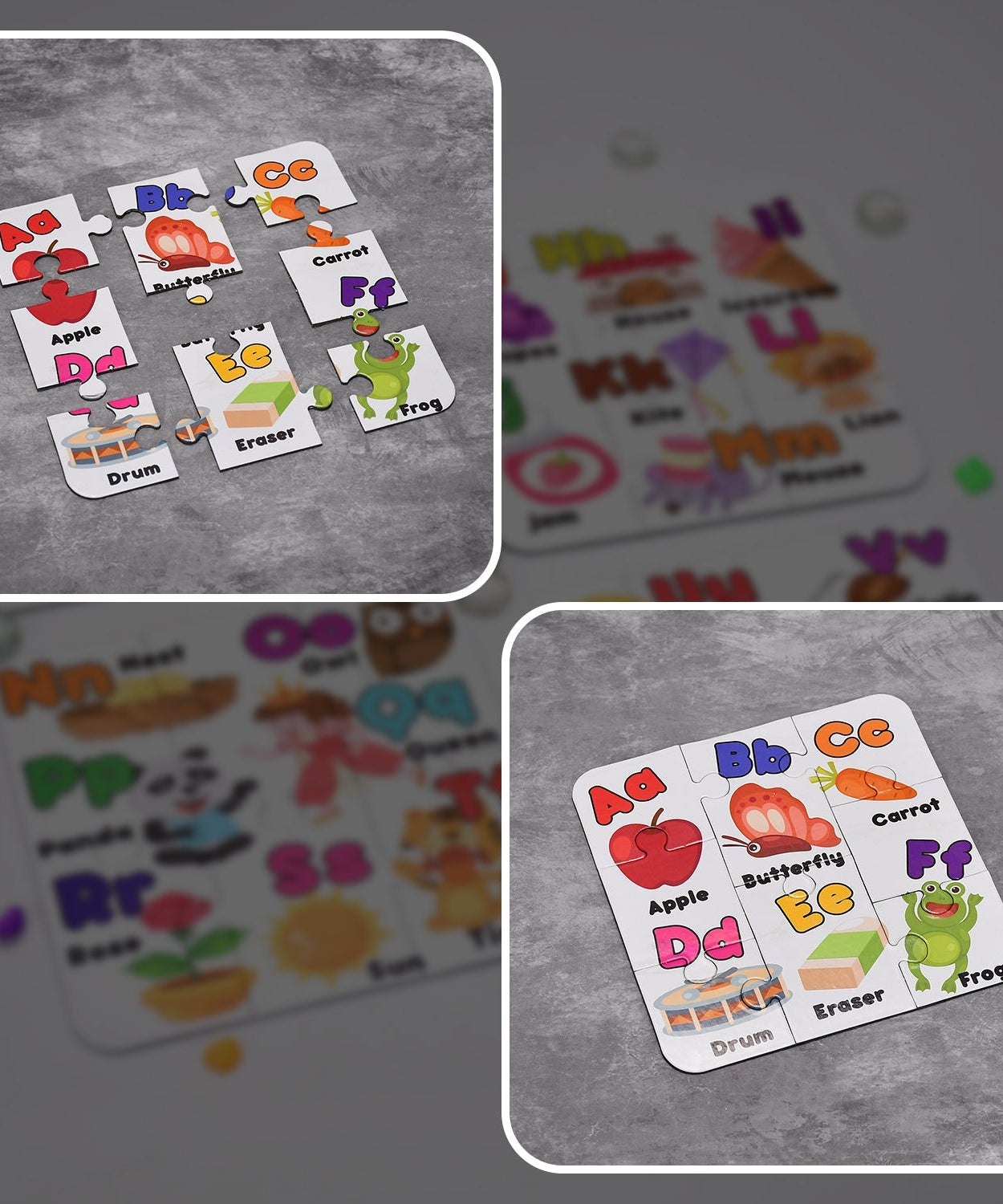 Set of 4 ABC jigsaw puzzles, child-friendly design