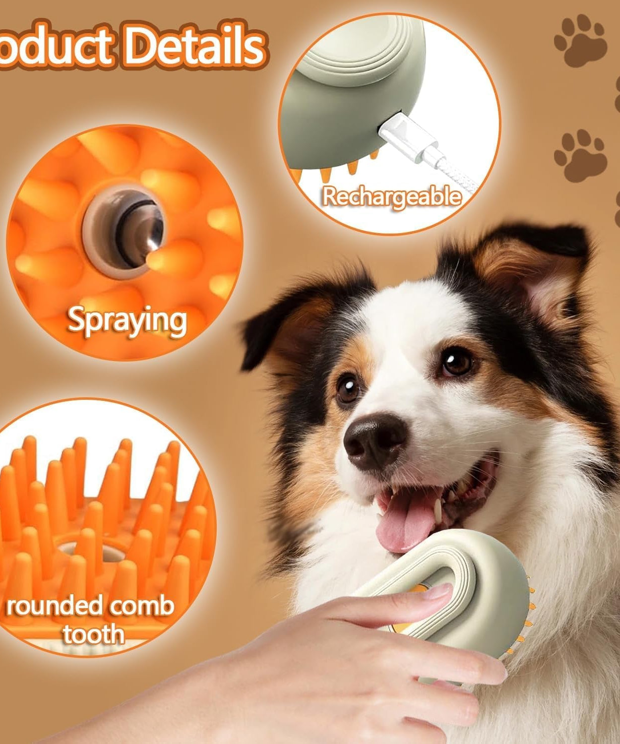 Electric Spray Handle Massage Brush, Hair Removal Brush Steam (1 Pc)